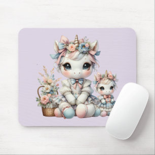 Pastel Kawaii Eenhoorn Moeder Dochter Duo Lavender Muismat
