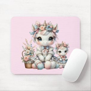 Pastel Kawaii Eenhoorn Moeder Dochter Duo Roze Muismat