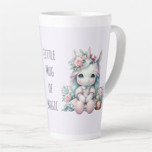 Pastel Kawaii Eenhoorn Pop met Bloemenmand Latte Mok