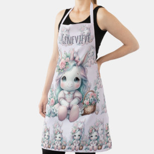 Pastel Kawaii Eenhoorn Pop met Bloemenmand Schort