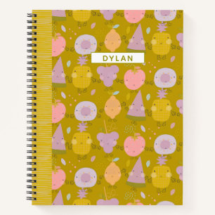 Pastel Kawaii Fruit Pattern Personalized Sketch Notitieboek