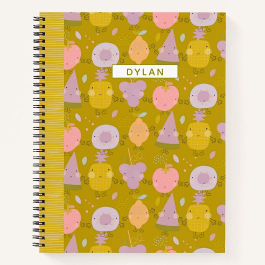 Pastel Kawaii Fruit Pattern Personalized Sketch Notitieboek (Voorkant)