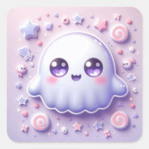 Pastel Kawaii Geest Ambachtsticker Halloween Cutie Vierkante Sticker