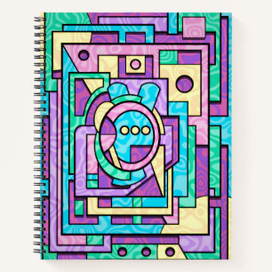 Pastel Kawaii Geometrische Abstracte Doolhof  Notitieboek
