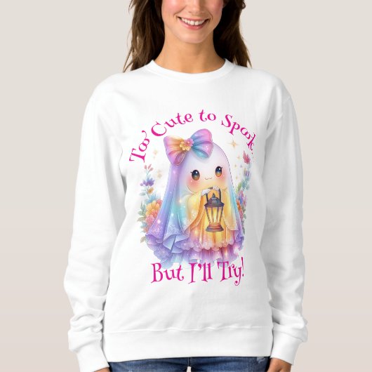 Pastel Kawaii Ghost Dames Halloween Sweatshirt (Voorkant)