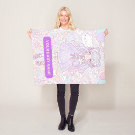 Pastel Kawaii Girl Design Fleece Deken