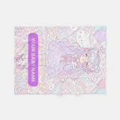 Pastel Kawaii Girl Design Fleece Deken (Voorkant (Horizontaal))