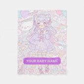 Pastel Kawaii Girl Design Fleece Deken (Voorkant)