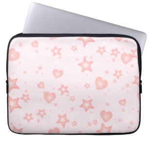 Pastel Kawaii Harten & Sterren – Mooie Roze Meisje Laptop Sleeve