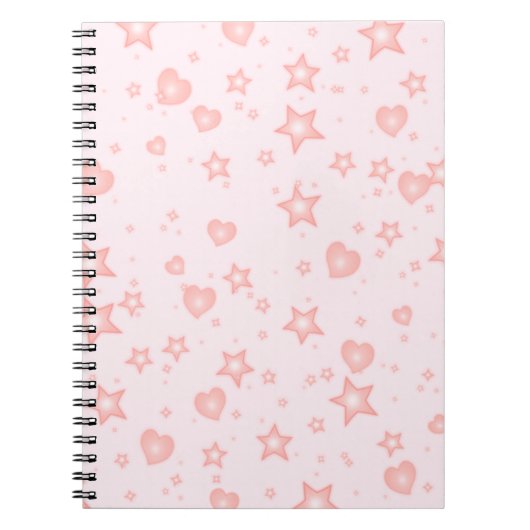 Pastel Kawaii Hearts & Stars – Cute Girly Pink Notitieboek (Voorkant)