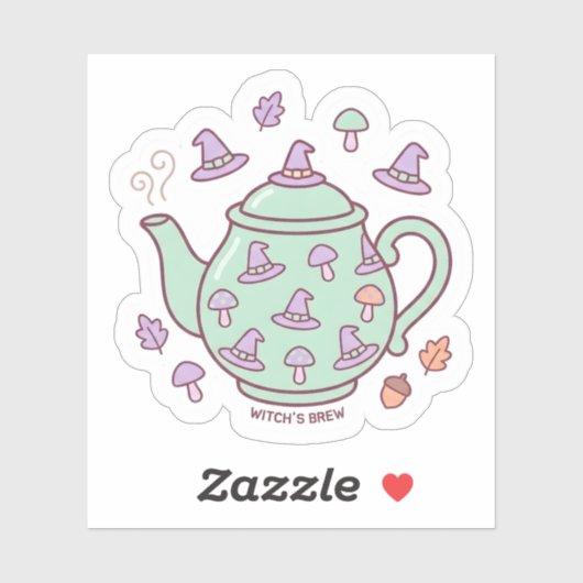 Pastel Kawaii Heksenbrouwsel Theepot Sticker (Vel)
