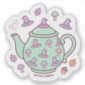 Pastel Kawaii Heksenbrouwsel Theepot Sticker (Voorkant)