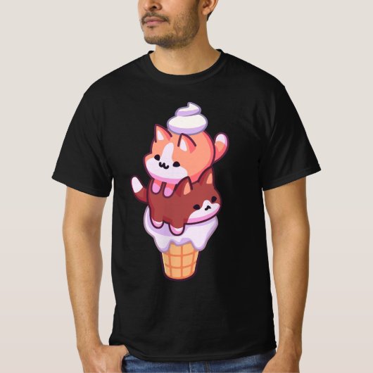 Pastel Kawaii Ice Cream Kittens  T-shirt (Voorkant)