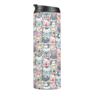 Pastel Kawaii Karakter Collage Thermosbeker