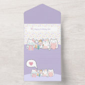 Pastel Kawaii Kat Vrienden Grappige Cartoon Doodle All In One Uitnodiging (Binnen)
