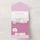 Pastel Kawaii Kat Vrienden Grappige Cartoon Doodle All In One Uitnodiging (Binnen)