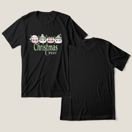 Pastel Kawaii Kerstkatten Tri-Blend Shirt (Ontwerp Voorkant & Achterkant)