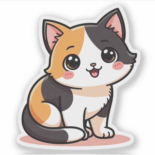 Pastel Kawaii Schattige Lapjeskat Sticker Cadeau (Voorkant)