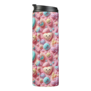 Pastel Kawaii Snoep Karakter Kunst Thermosbeker