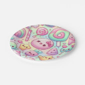 Pastel Kawaii Snoep Pattern Kids Verjaardagsfeest Papieren Bordje (Gekanteld)