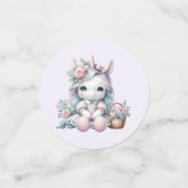 Pastel Kawaii Unicorn Doll with Flower Basket Confetti (Kleine voorkant)