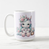 Pastel Kawaii Unicorn Doll with Flower Basket Koffiemok (Links)