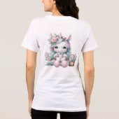 Pastel Kawaii Unicorn Doll with Flower Basket Tri-Blend Shirt (Achterkant)