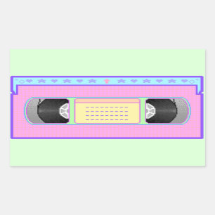 Pastel kawaii VHS vaporwave pixel art Rechthoekige Sticker