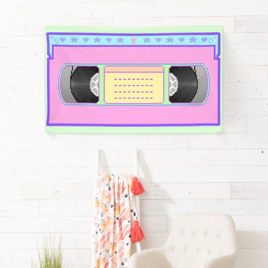 Pastel kawaii VHS vaporwave pixel kunst Spandoek (Insitu)