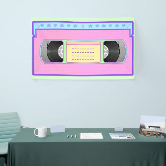 Pastel kawaii VHS vaporwave pixel kunst Spandoek (Beurs)