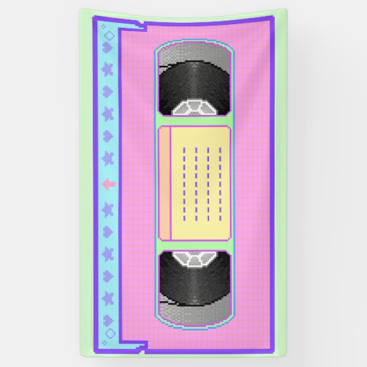 Pastel kawaii VHS vaporwave pixel kunst Spandoek (Verticaal)