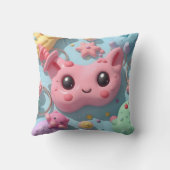 Pastel Kawaii Wezens Fantasie Kunst Kussen (Achterkant)