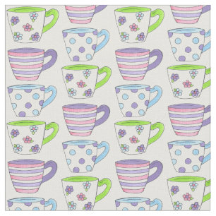 Pastel keramische theekopups Tea Party roze Paars Stof