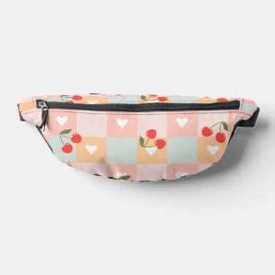 Pastel Kersen en Hart Geruit Patroon Heuptasje