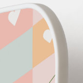 Pastel Kersen en Hart Geruit Patroon Pickleball Paddle (Links Detail)