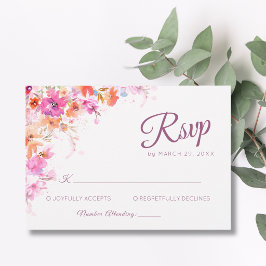 Pastel Kersenbloesem Bloemig Roze Romantische Huwe RSVP Kaartje