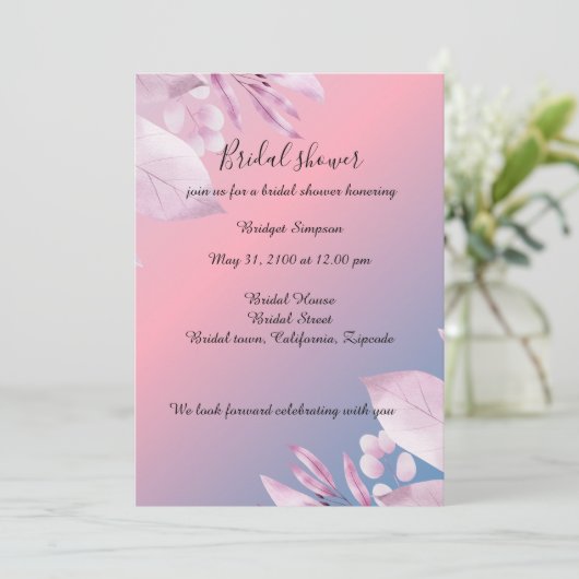 Pastel kersenbloesem bruids douche uitnodiging (Staand voorkant)