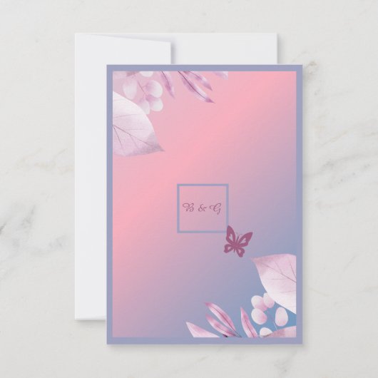 Pastel kersenbloesem bruiloft bedankkaart (Achterkant)