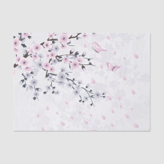 Pastel Kersenbloesem Landschap Tissuepapier (Voorkant)