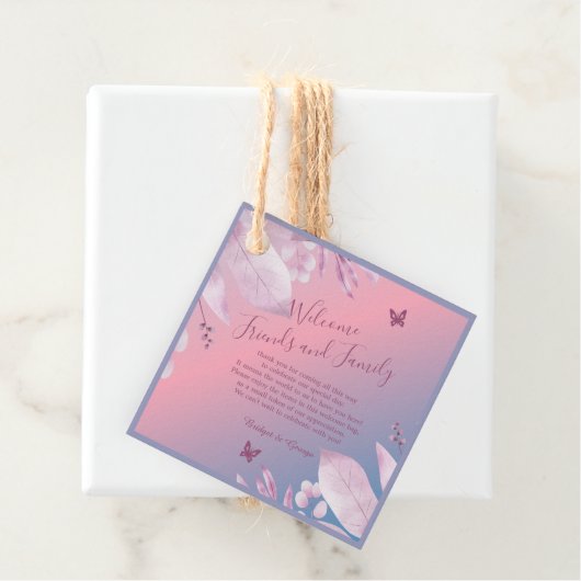 Pastel kersenbloesem sakura bruiloft bedankjes labels (In situ)