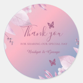Pastel kersenbloesem sakura bruiloft dank u ronde sticker