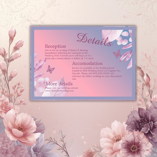 pastel kersenbloesem sakura bruiloft informatiekaartje