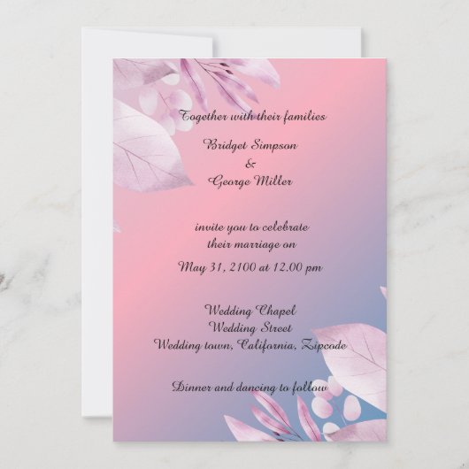 pastel kersenbloesem sakura bruiloft uitnodiging (Voorkant)