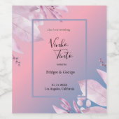 pastel kersenbloesem sakura bruiloft wijn etiket (Enkel label)