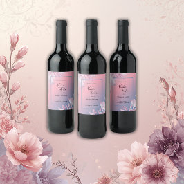 pastel kersenbloesem sakura bruiloft wijn etiket