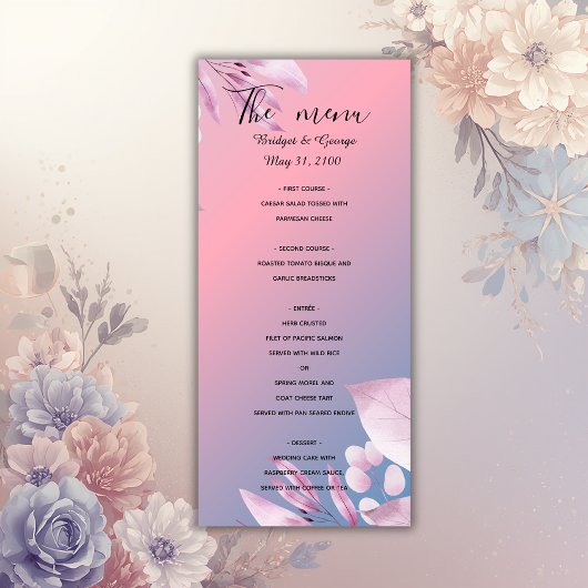 pastel kersenbloesem sakura trouwmenu's menu