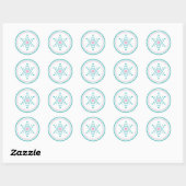 Pastel Kerst Bloemenster Sneeuwvlok Ronde Sticker (Vel)