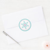 Pastel Kerst Bloemenster Sneeuwvlok Ronde Sticker (Envelop)