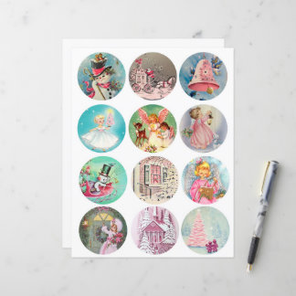 Pastel Kerst Cirkels 2,5 inch Clipart