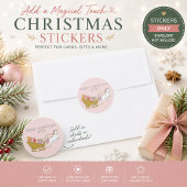Pastel Kerst Eenhoorn Sinterklaas slee Ronde Sticker